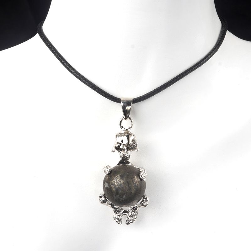 1713-16Mm cristal ágata bola de pedra crânio homem colar pingente, Páscoa Europa e América
