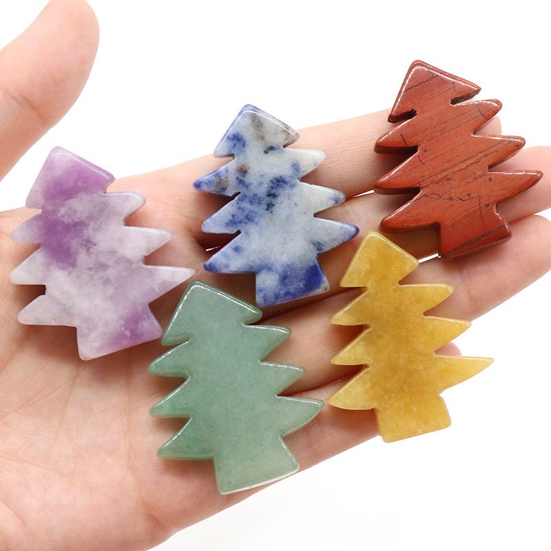 1481-Pedra de cristal natural mini árvore de Natal DIY pinheiro pequena árvore de Natal decoração de Natal pequeno presente