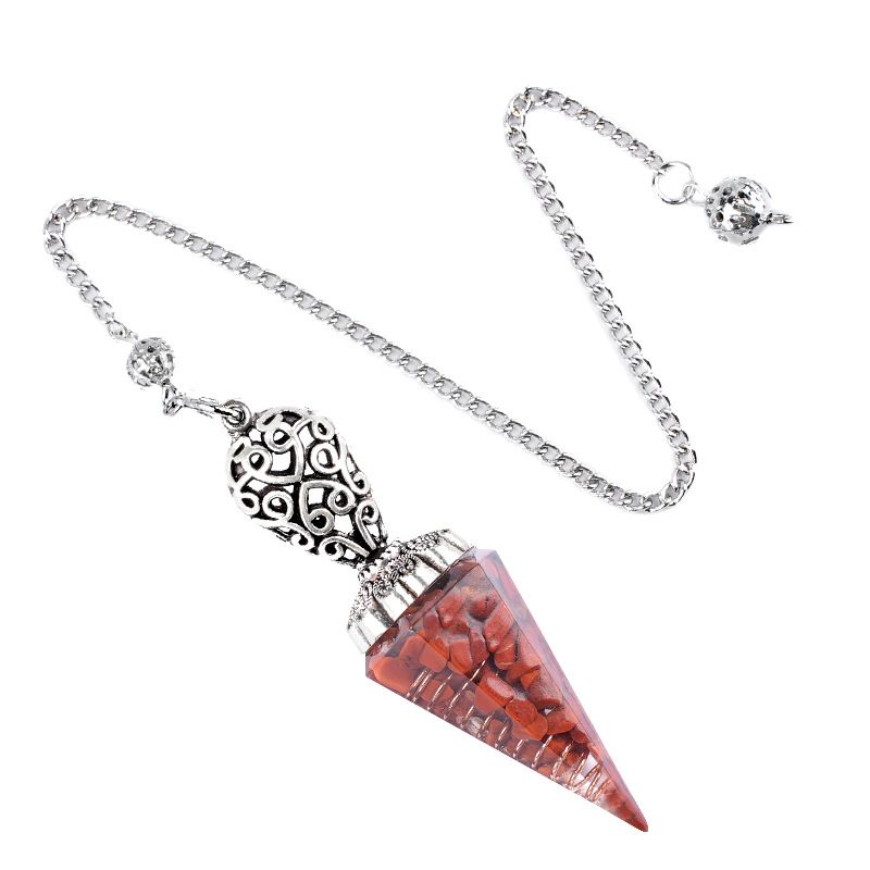 Pêndulo de cristal pingente fonte fabricante retro esculpido cone natural pedra semi-preciosa yoga frequência ajustável pêndulo