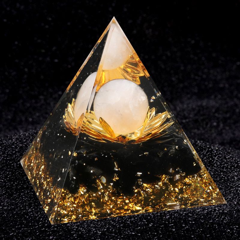 Nova pirâmide de 5cm bola de lótus cascalho cola pirâmide artesanato ornamento