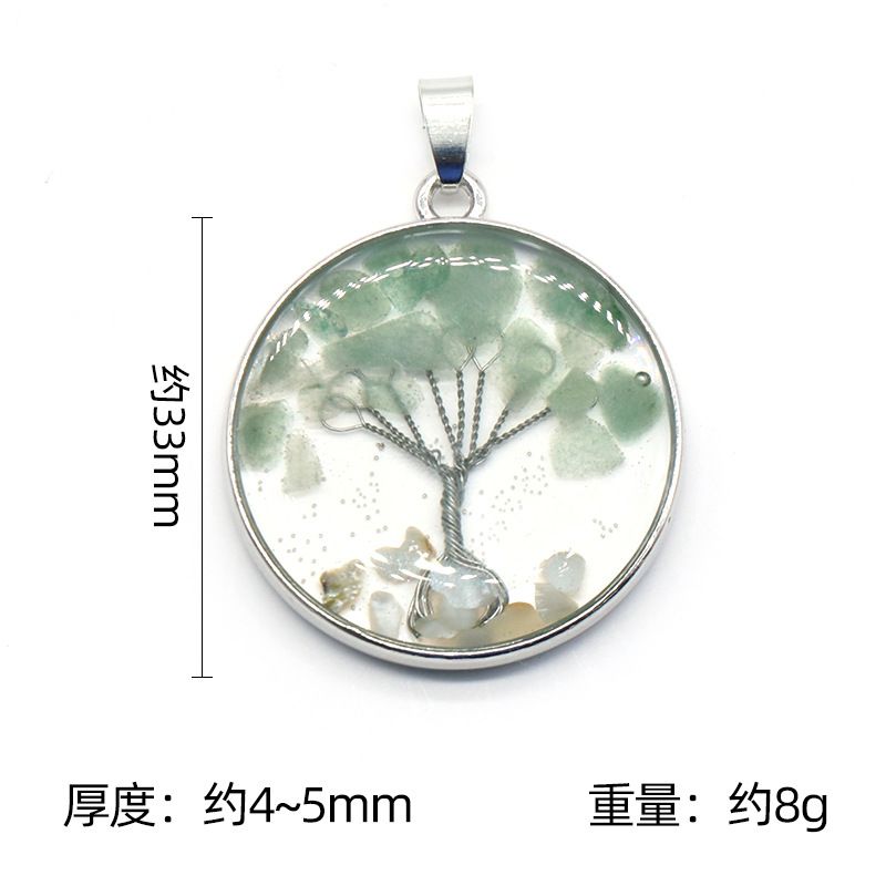 1513-33Mm Árvore da Vida Pingente de Cascalho, Pedra de Cristal Natural Pingente Colorido da Árvore da Vida Pingente de Colar DIY