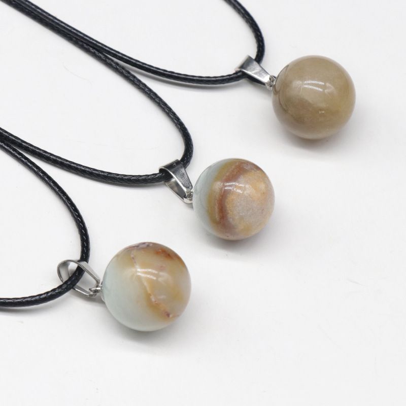 1578 um pingente de bola redonda de 16 mm, pingente de bola de pedra semipreciosa de ágata de cristal natural trabalho em andamento decoração de colar DIY