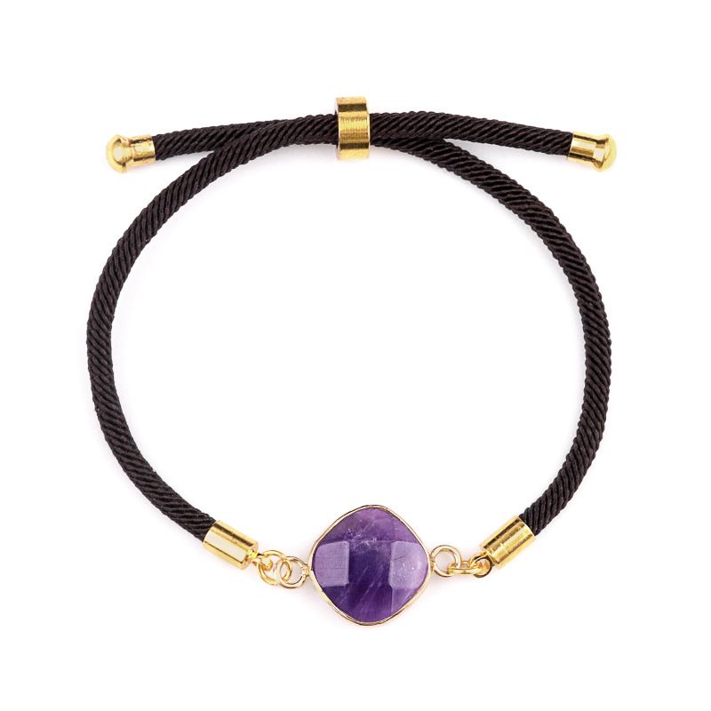 2095-Ametista em pó cristal olho de tigre pedra ajustável pulseira de seção quadrada mercadoria cênica jóias quentes
