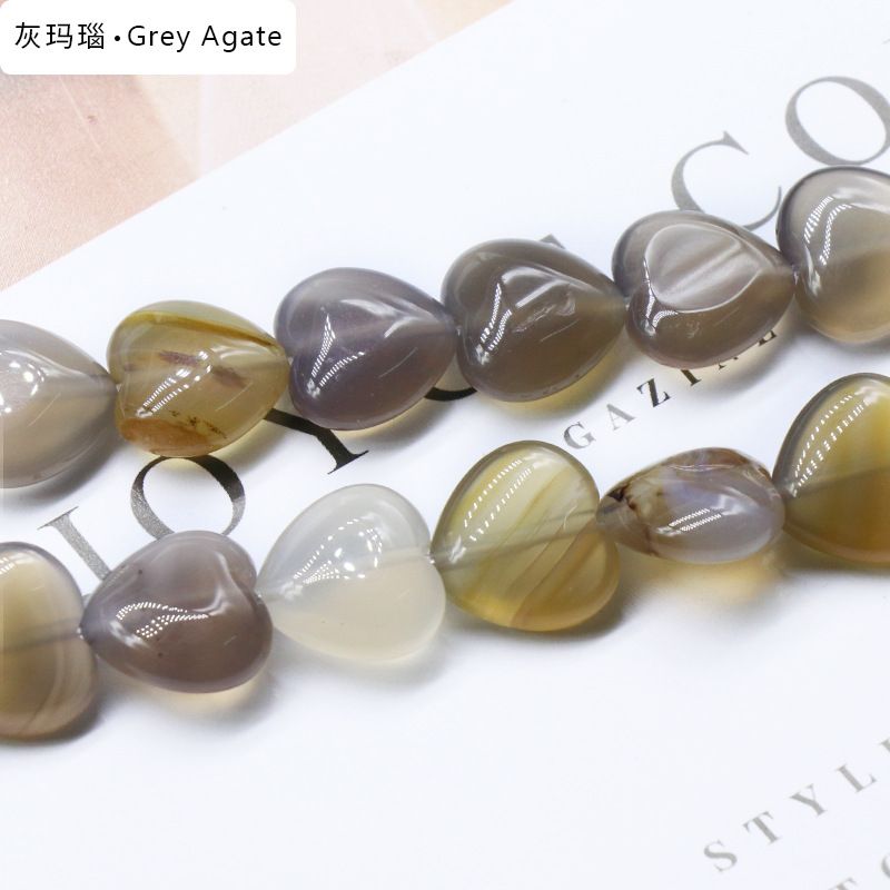 873-Amor de pedra preciosa de ágata de cristal natural 14mm coração frisado DIY colar brincos de jóias material