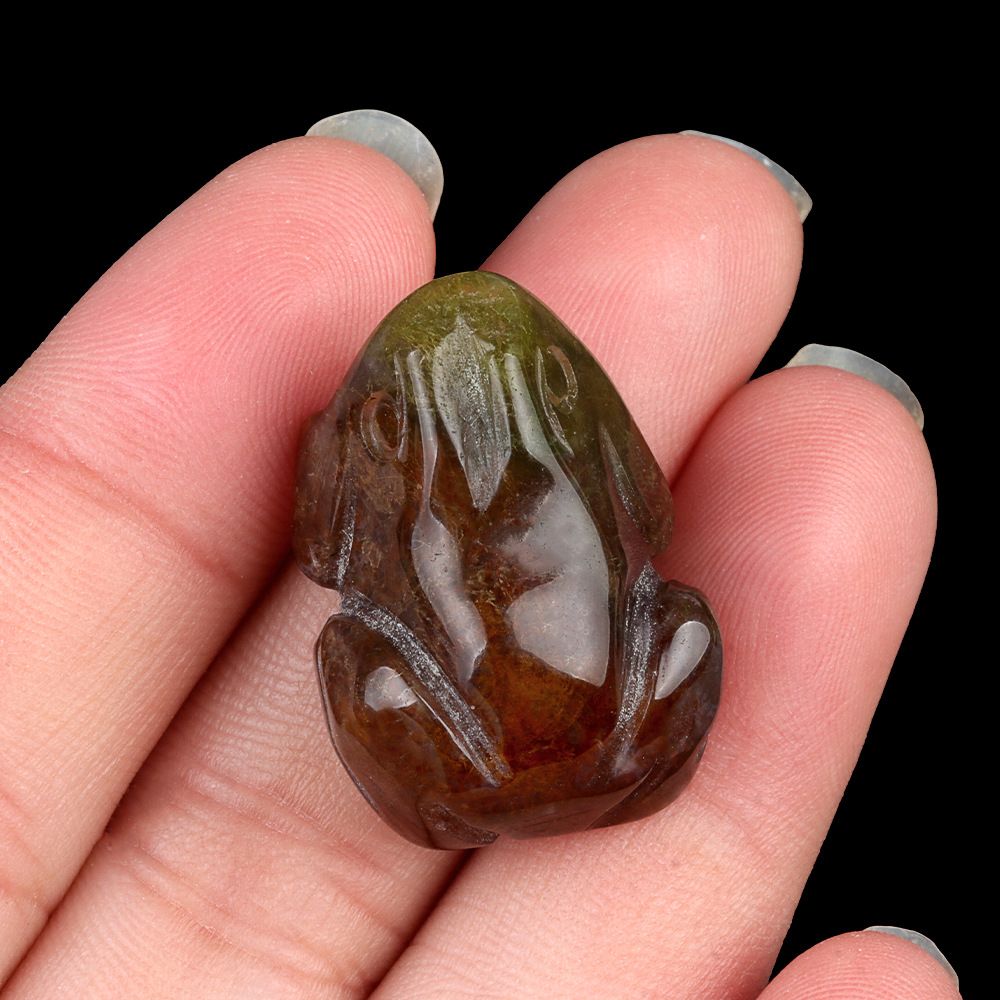 1795-1Em pedra de ágata de cristal natural de sapo gravado mini enfeite artesanal de animal pequeno