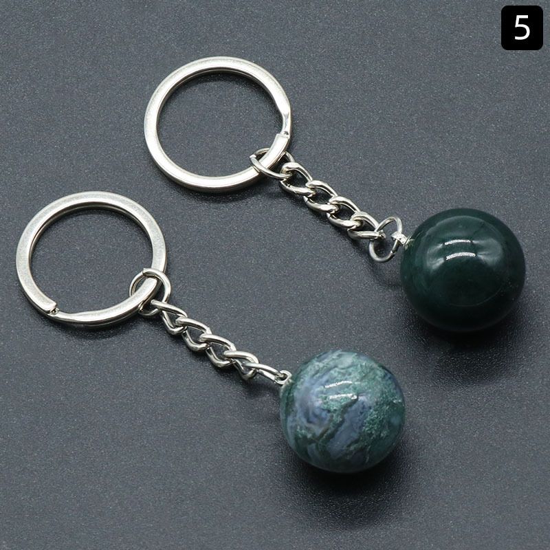 Chaveiro de bola redonda de 1402-20Mm, bolsa de pedra de olho de tigre de ágata de cristal rosa natural, joias de pingente de bola pequena.