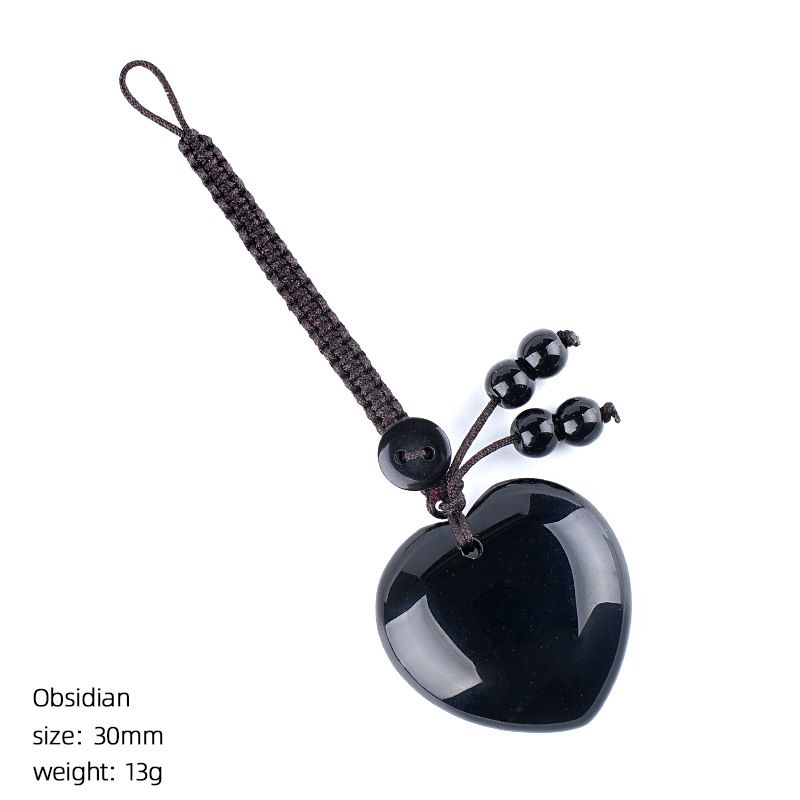 Pingente de cristal natural do amor do chaveiro tecido 30mm coração em forma de pedra natural amor bonito saco pingente