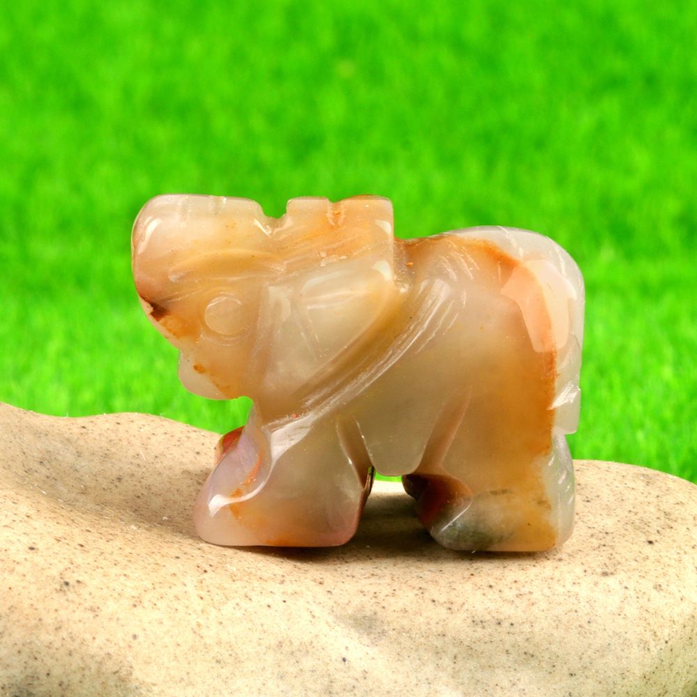 1 polegada escultura animal elefante, pó natural cristal ágata jade escultura animal elefante artesanato ornamento transfronteiriço
