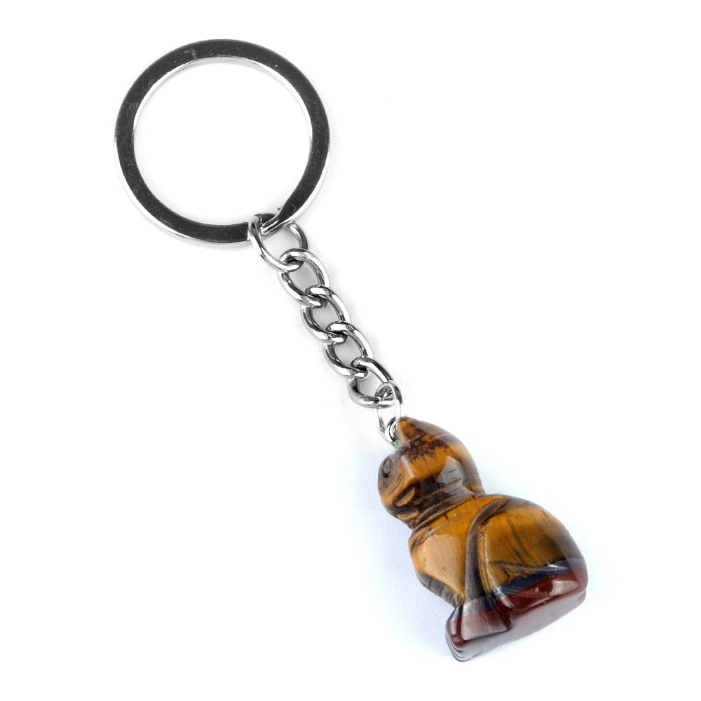 1943-Gravado gatinho chaveiro, pedra de cristal gravado animal pingente chaveiro