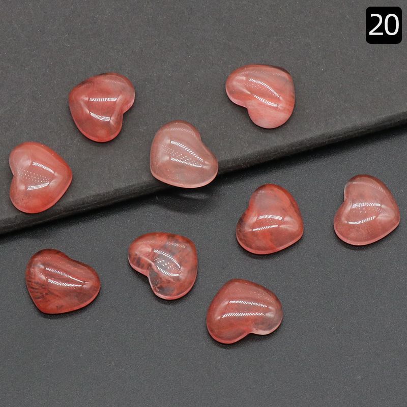 1221-15 × 18mm superfície do anel de amor, forma de coração curvado único de cristal natural, coração plano de pêssego DIY incrustado em pedra solta