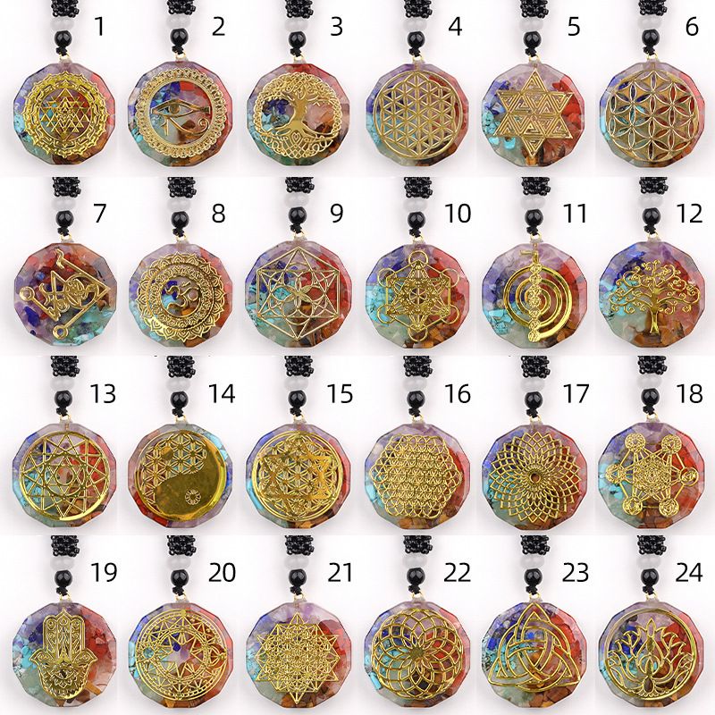 2304 Colar de resina de cascalho colorido, pingente geométrico multilateral DIY jóias