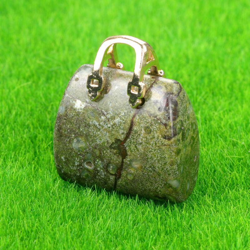 1710-Mini bolsa de pedra de cristal natural, pingente de ametista ins decoração de cristal em pó de vento criatividade