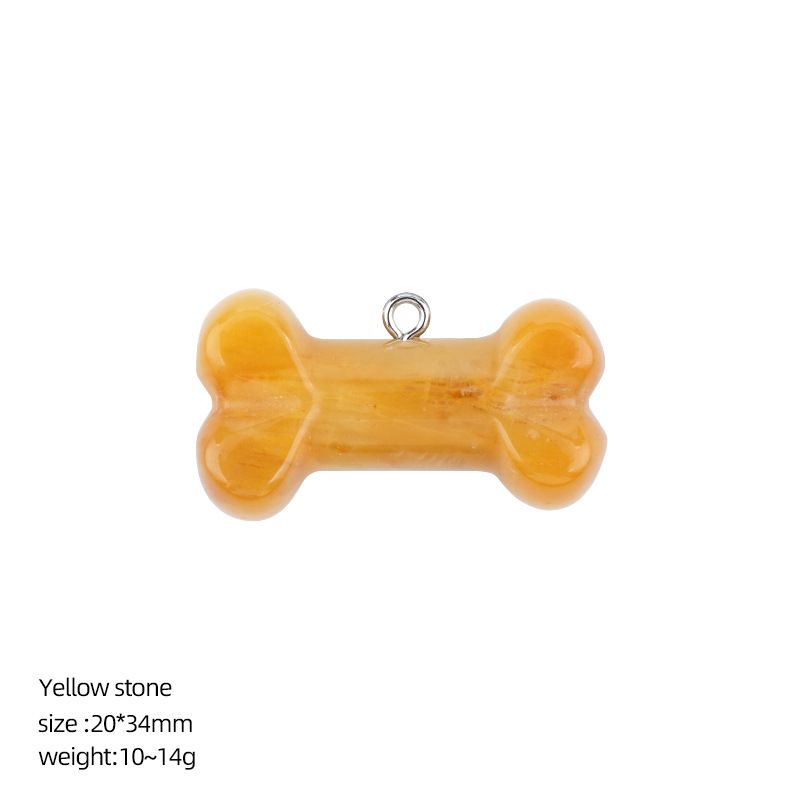 Pingente de osso de cristal natural DIY colar pingente filhote de cachorro acessórios pedra ágata gravada osso