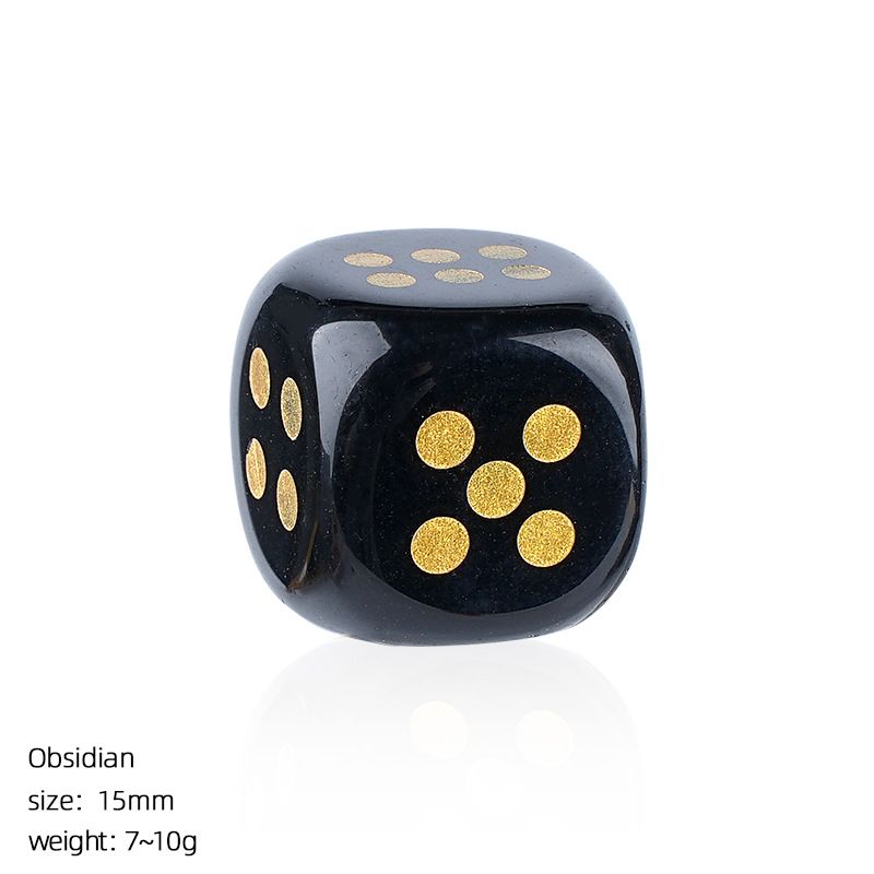 Dados de cristal natural transfronteiriço casual jogo de tabuleiro ágata jade escultura cantos arredondados 15mm pontos dados de pedra semipreciosa