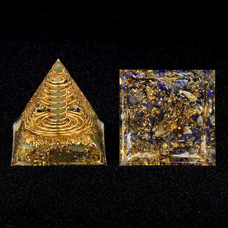 Pirâmide de cascalho de cristal de 6cm da série 225-P, ornamento doméstico de artesanato de resina epóxi