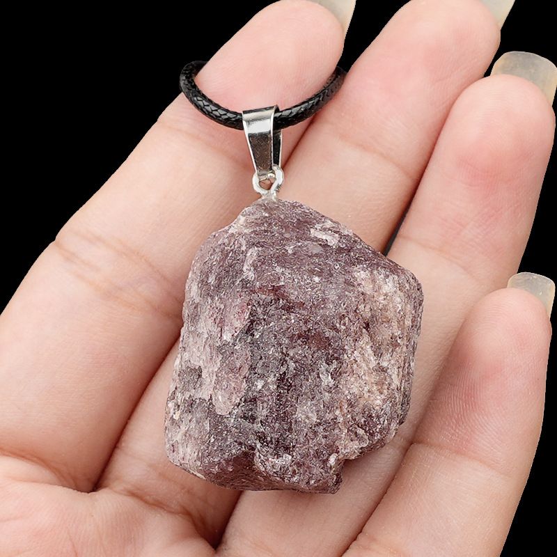 499-Pingente de pedra áspera de cristal natural ametista rosa amarelo branco colar de pedra áspera pingente de joias