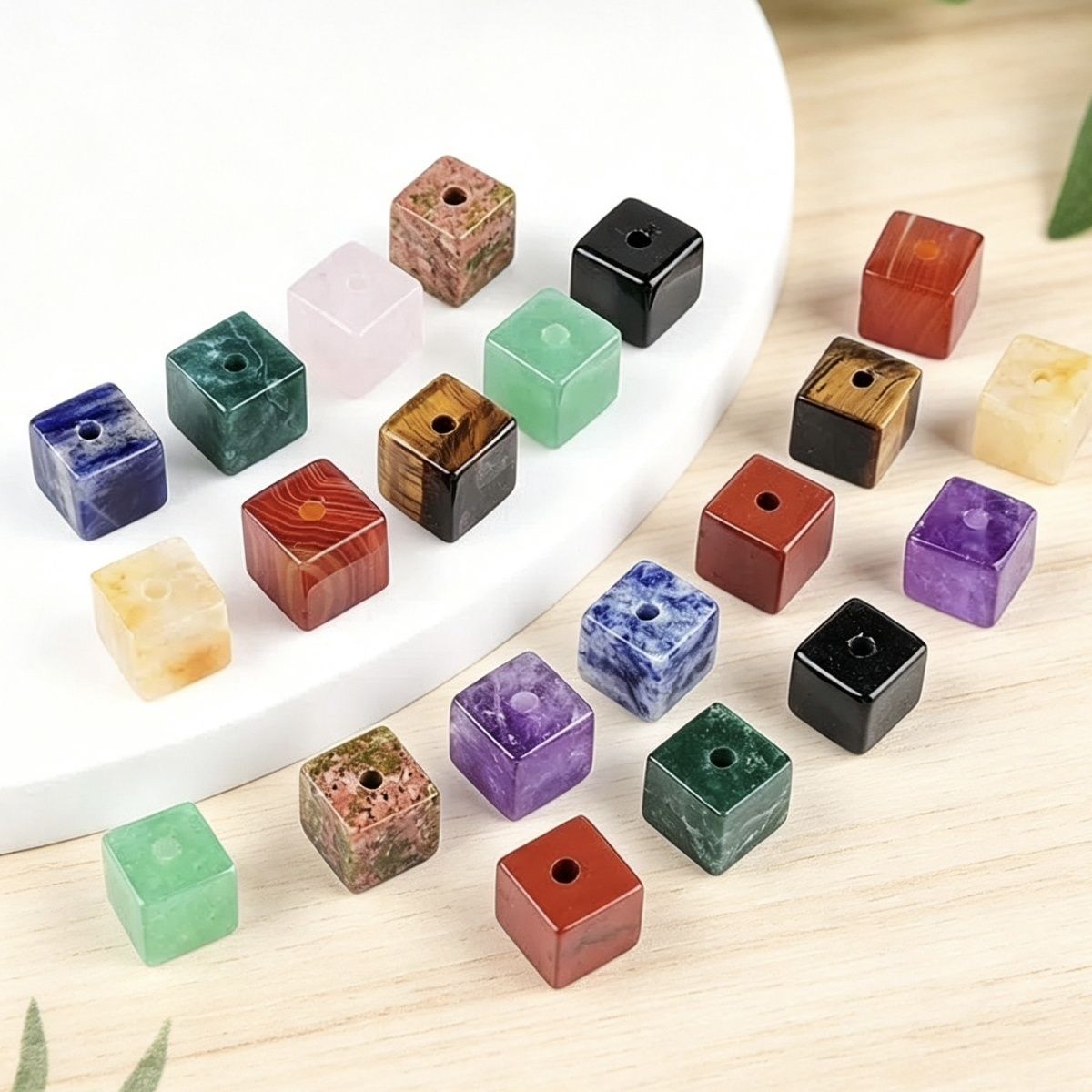 10Mm quadrado de cristal 2mm contas de buraco grande DIY pulseira artesanal colar espaçador de contas acessórios de contas soltas cubo de açúcar de cristal natural