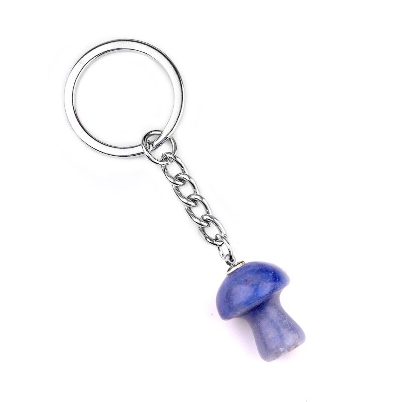 1324-Pedra de cristal natural de ágata 2cm pequeno cogumelo chaveiro pingente bonito saco de jóias pingente pequeno presente