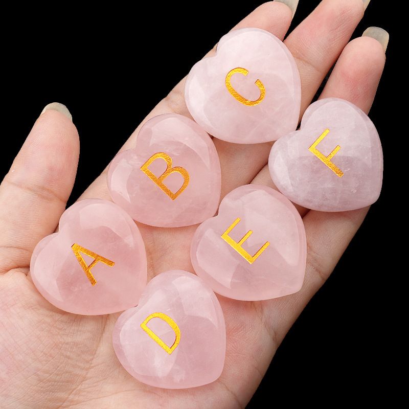 2331-Amor de cristal em pó natural 26 letras artesanato de pedra semipreciosa decoração para casa pequeno ornamento inglês