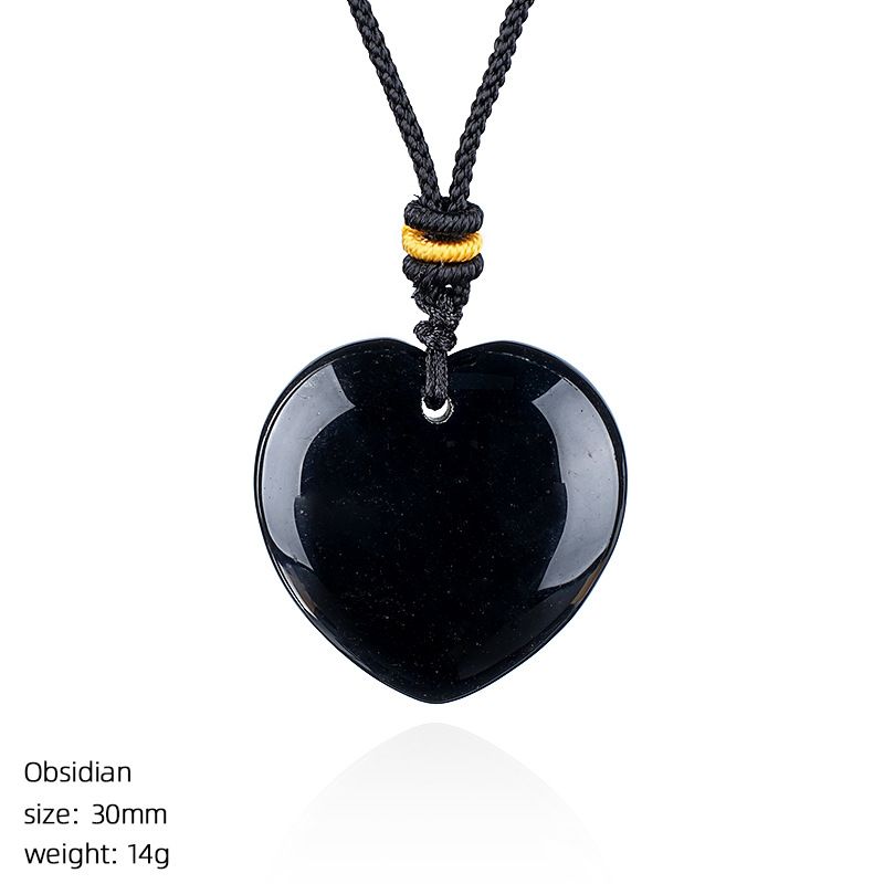 Colar de amor de cristal natural de 30Mm, pingente de coração de pêssego de pedra áspera simples para homens e mulheres do Dia dos Namorados com gravura em forma de coração de pedra natural.