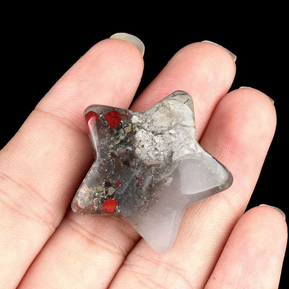 1433-30Mm pentagrama de cristal natural ágata estrela de pedra lua DIY estrela não porosa acessórios material