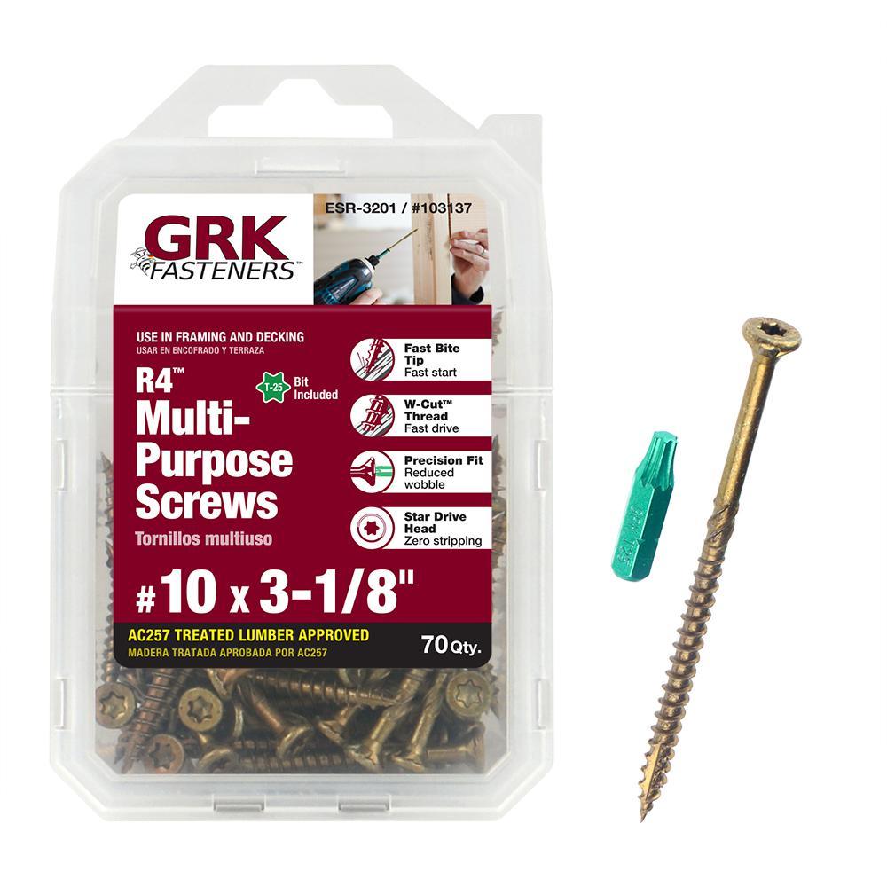 #10 x 3-1/8 in. Star Drive Bugle Head R4 Multi-Purpose Wood Screw (70-Pack)
