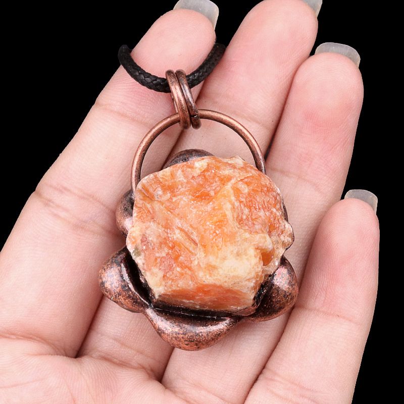 2161-Estilo retrô incrustado cristal ágata pedra semipreciosa colar pingente de pedra áspera moda versátil jóias