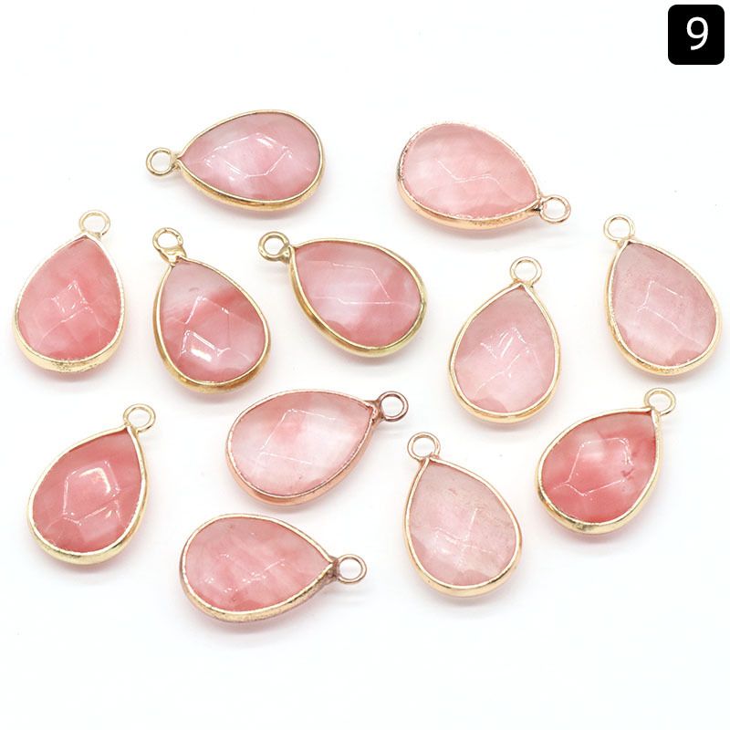 1375-Pingente de gota de água com bainha de cristal natural pendurado pingente de gota de água DIY pulseira colar material de jóias