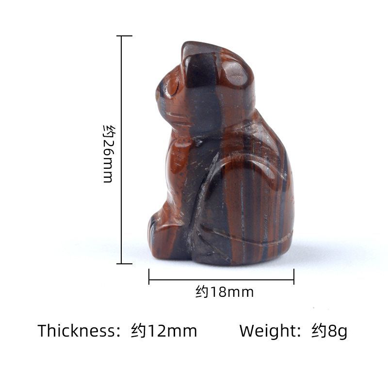 1659-1 polegada de gatinho esculpido em cristal natural de ágata semipreciosa escultura de animais em pé com mini decoração