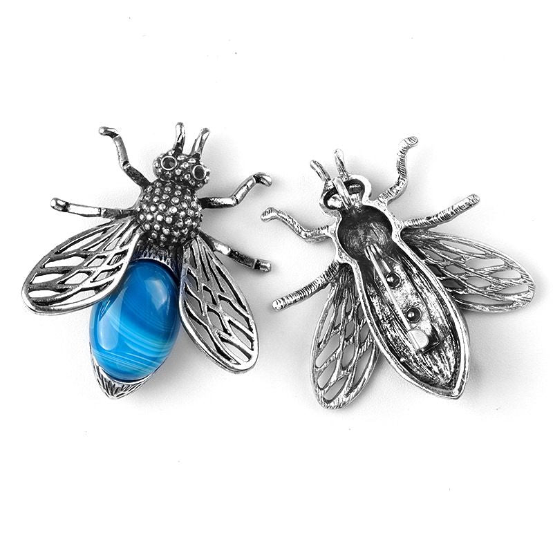 Pingente de broche de abelha 1650-48Mm de uso duplo, incrustado em liga de cristal ágata meio tesouro Pingente de broche de joias