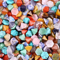 2098-Pedra semipreciosa de ĂĄgata de cristal rosa anel de pirĂ ˘ mide de seis lados pedra natural