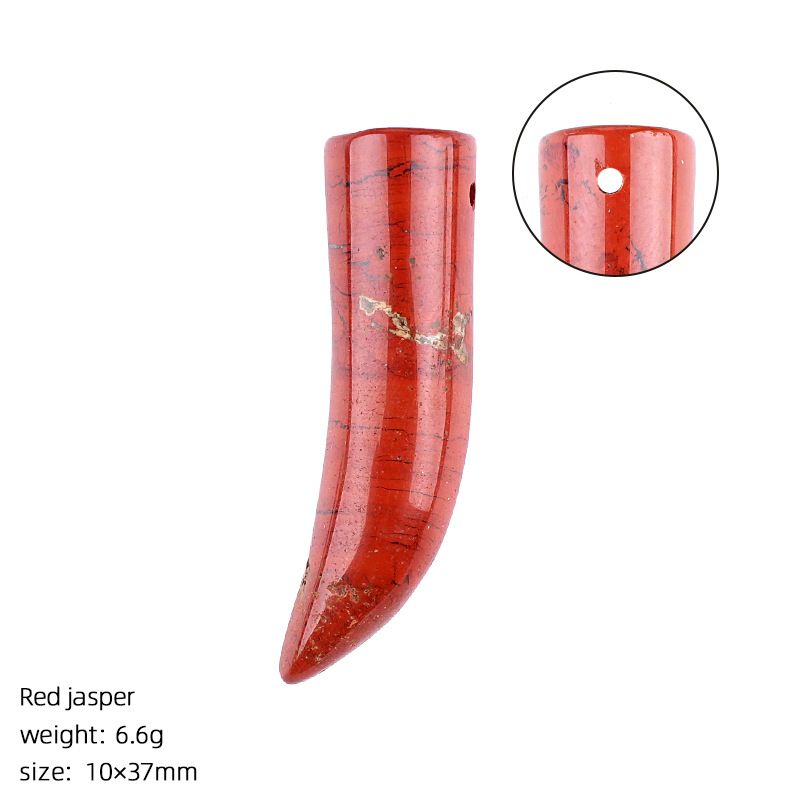 Pingente de chifre de cristal natural, colar retro de chifre de bezerro DIY com buraco, acessórios de colar de pimenta de pedra áspera.