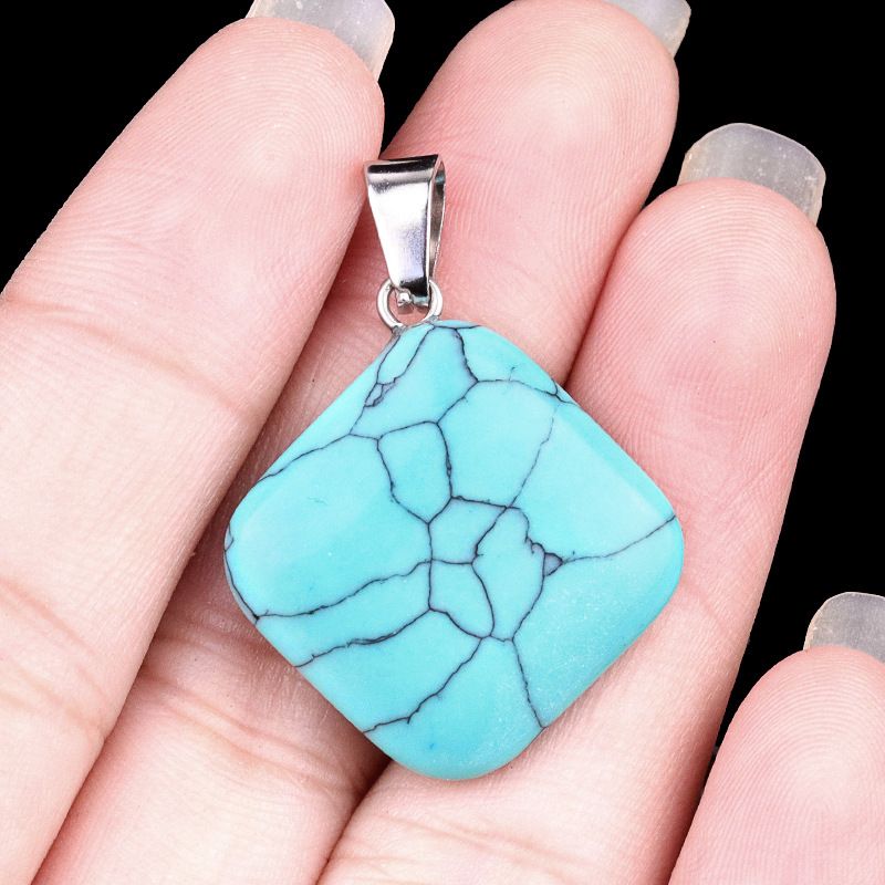 1822-24Mm cristal ágata jade quadrado pingente diagonal, pingente quadrado de pedra semi-preciosa acessórios de jóias DIY