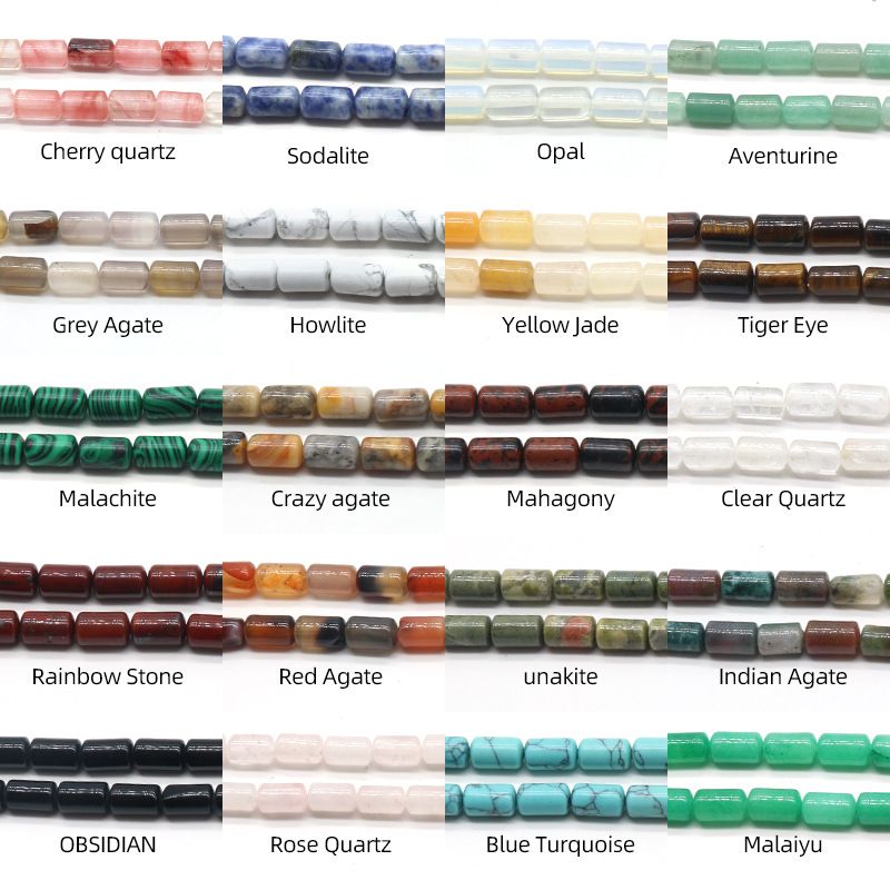 1330-Cristal ágata jade 6 * 10mm cilíndrico solto talão espaçador de tubo redondo talão de balde acessórios DIY vários materiais