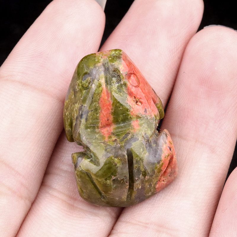 1795-1Em pedra de ágata de cristal natural de sapo gravado mini enfeite artesanal de animal pequeno