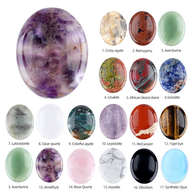 Pedra de cristal natural, prensagem e raspagem de novo produto transfronteiriço 35 * 45 ranhura oval de ágata nepenthes pedra de palma