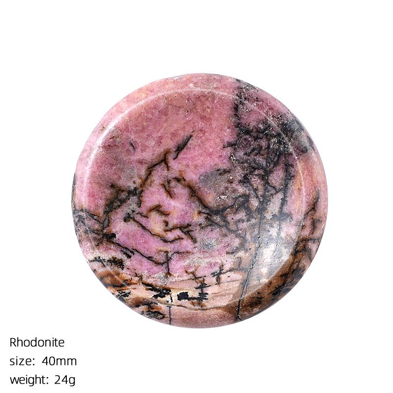 Pedra do polegar de cristal natural 40mm massagem de descompressão jogar pedra com ranhura de cristal ágata pedra de preocupação redonda