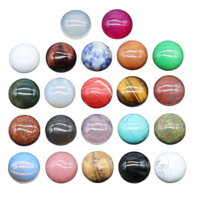 Superfície de anel redondo 1250-18Mm de cristal natural de superfície única curva redonda geométrica DIY jóias incrustadas com acessórios de pedra solta