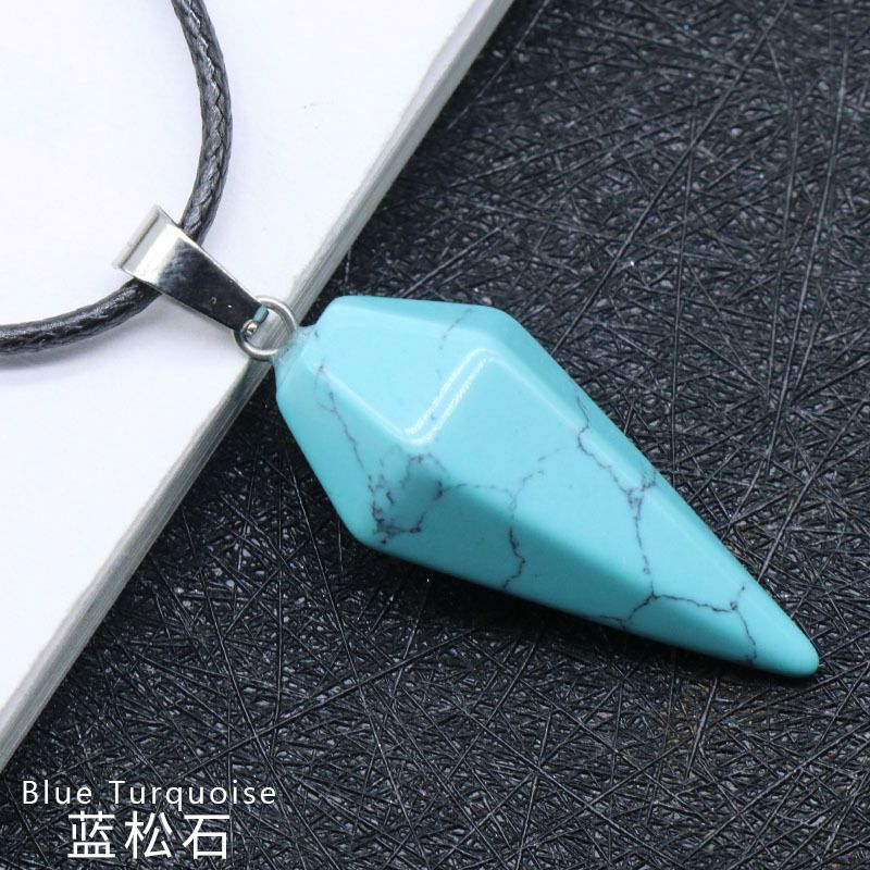 Pingente de Cristal Natural Hexagonal Cone Cônico Hexagonal Rômbolo Pêndulo eBay AliExpress Jóias