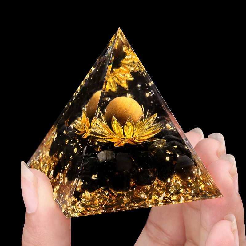 Nova pirâmide de 5cm bola de lótus cascalho cola pirâmide artesanato ornamento