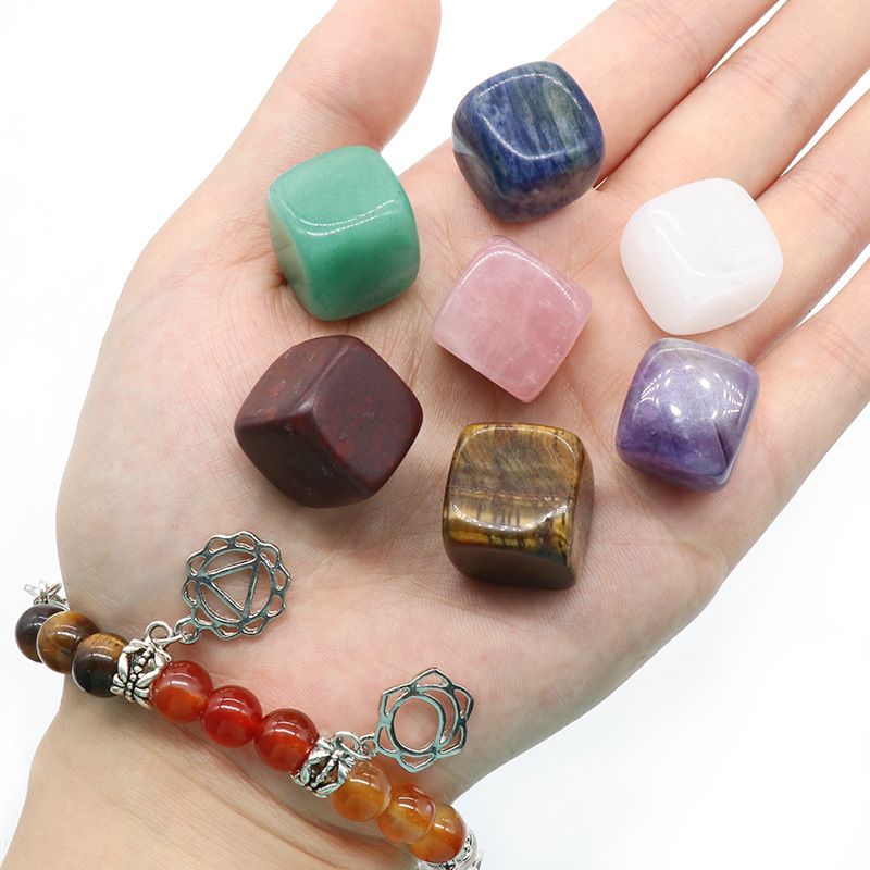 1296 - Cristal Natural Pedra de Sete Cores, Blocos Irregulares de Sete Cores, Pulseira de Yoga de Chakra, Conjunto de Pedras de Sete Cores