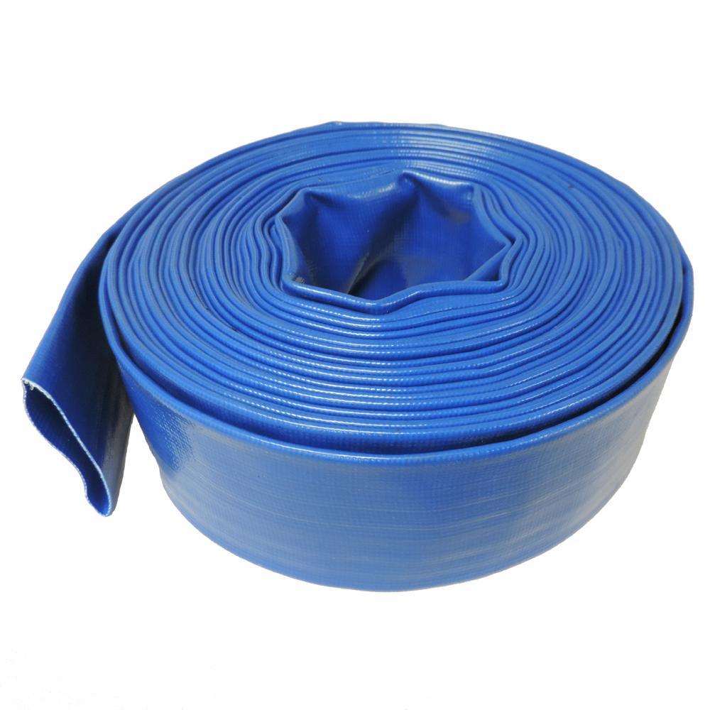 1-1/2 in. Dia x 100 ft. Blue 6 Bar Heavy-Duty Reinforced PVC Lay Flat Discharge and Backwash Hose