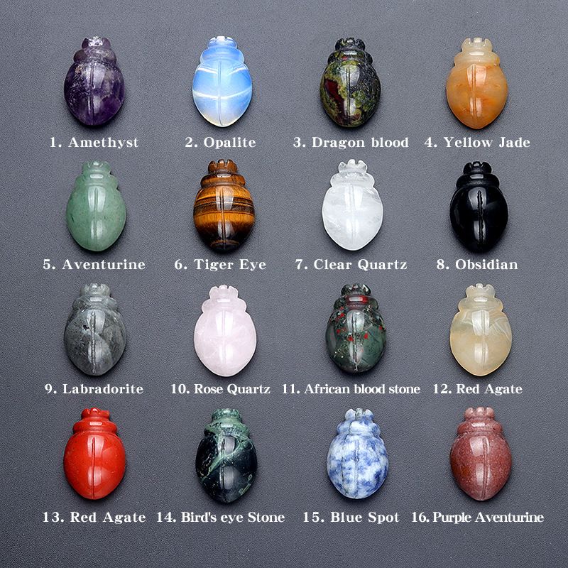 1605 a 1in besouro cristal ágata pedra mini escultura animal pedra semi-preciosa artesanato joaninha ornamento