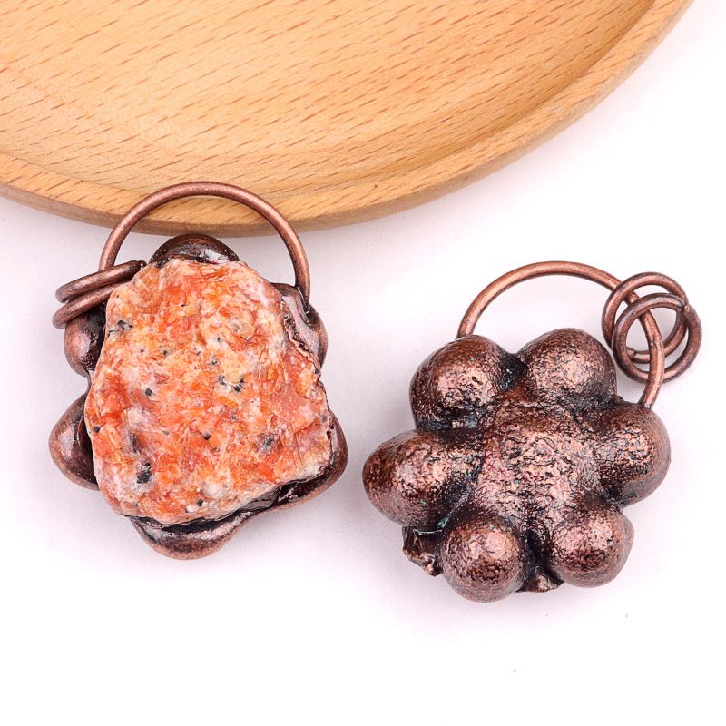 2161-Estilo retrô incrustado cristal ágata pedra semipreciosa colar pingente de pedra áspera moda versátil jóias