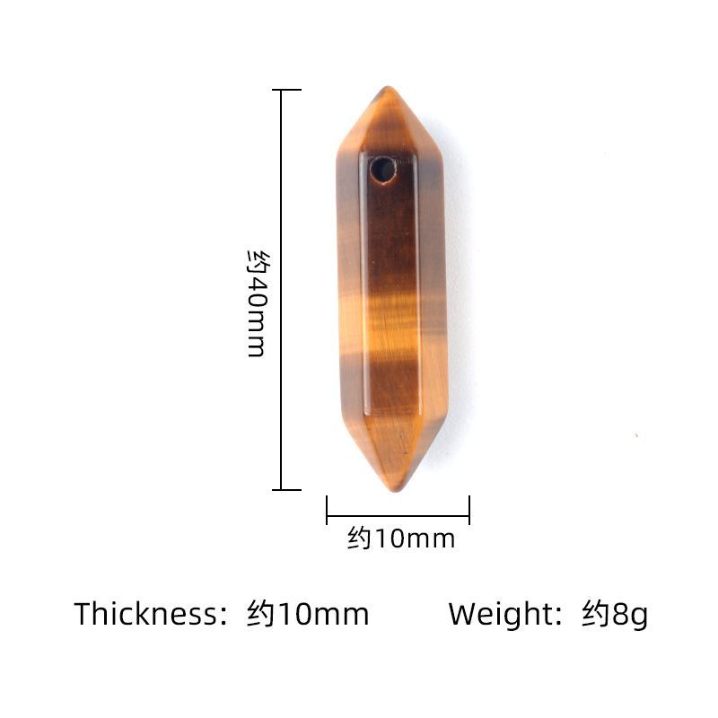 1669-10 × 40mm pingente de coluna hexagonal de ponta dupla, prisma hexagonal perfurado de pedra de cristal natural material de colar DIY