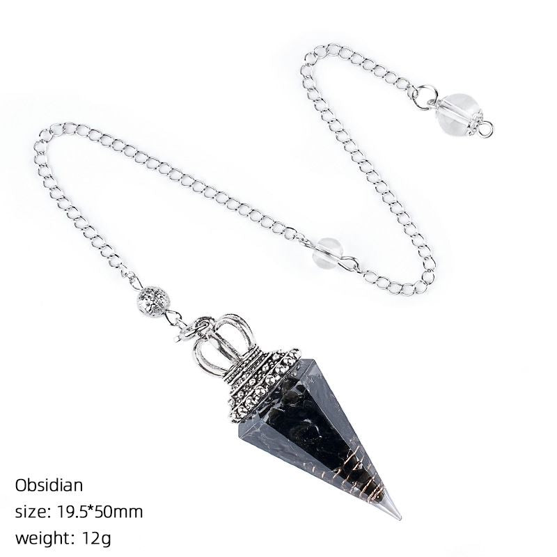 Hot Sale Pingente de Pêndulo de Cristal Natural Crown Yoga Acessórios de Meditação Hexagonal Cone Ajustável Resina de Freqüência Pêndulo