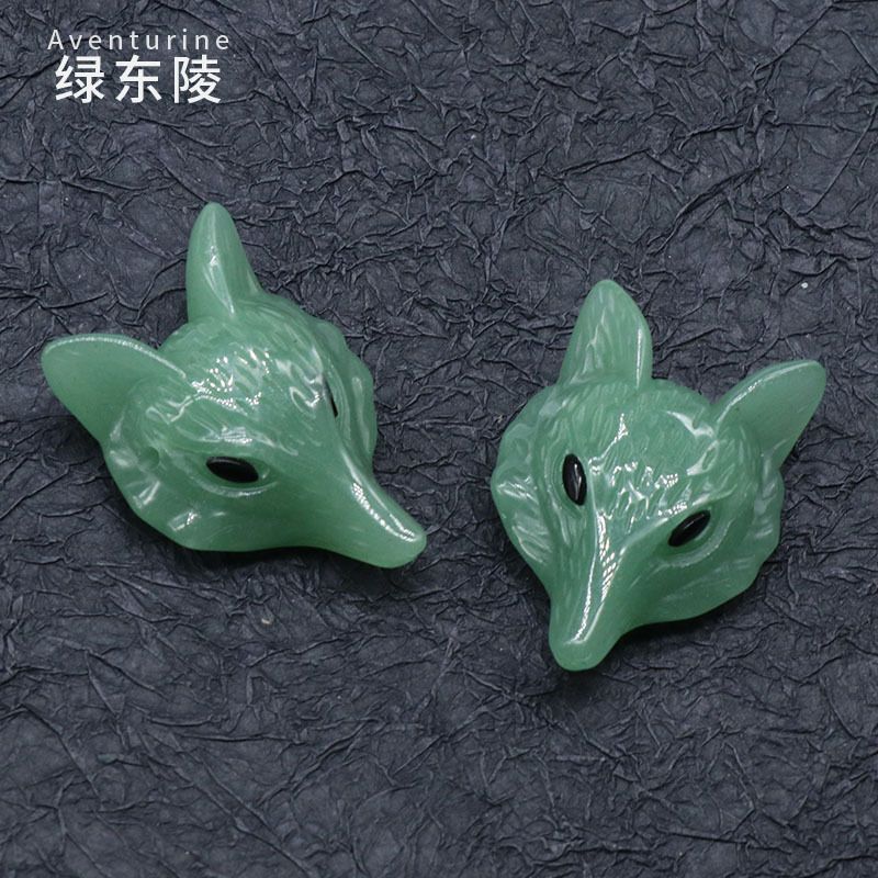 Pingente de raposa de cristal em pó 4CM venda quente, ágata de cristal semi-preciosa pedra gravada cabeça de raposa DIY acessórios de jóias