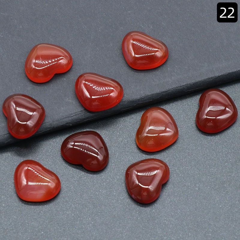 1221-15 × 18mm superfície do anel de amor, forma de coração curvado único de cristal natural, coração plano de pêssego DIY incrustado em pedra solta