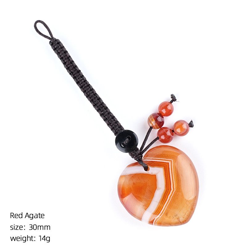 Pingente de cristal natural do amor do chaveiro tecido 30mm coração em forma de pedra natural amor bonito saco pingente