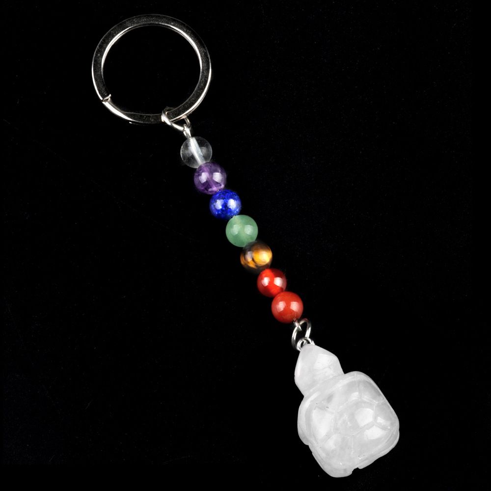 1955-Chaveiro de tartaruga de pedra de cristal colorido, pingente de jóias de chakra, pingente de chaveiro de animal pequeno